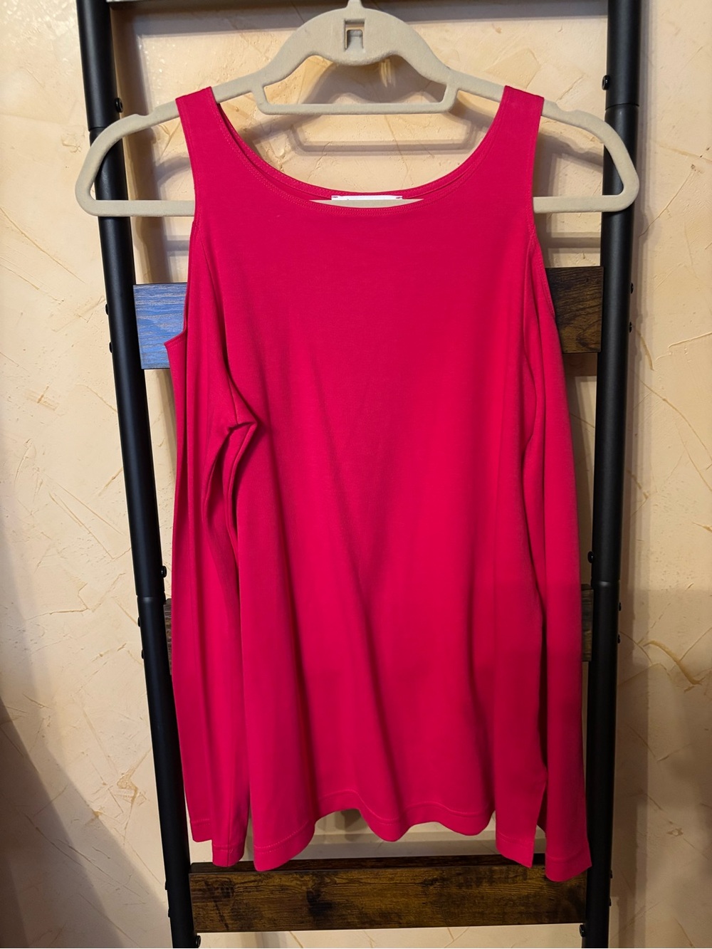 Joan Vass Hot Pink Cold-Shoulder Top size 0